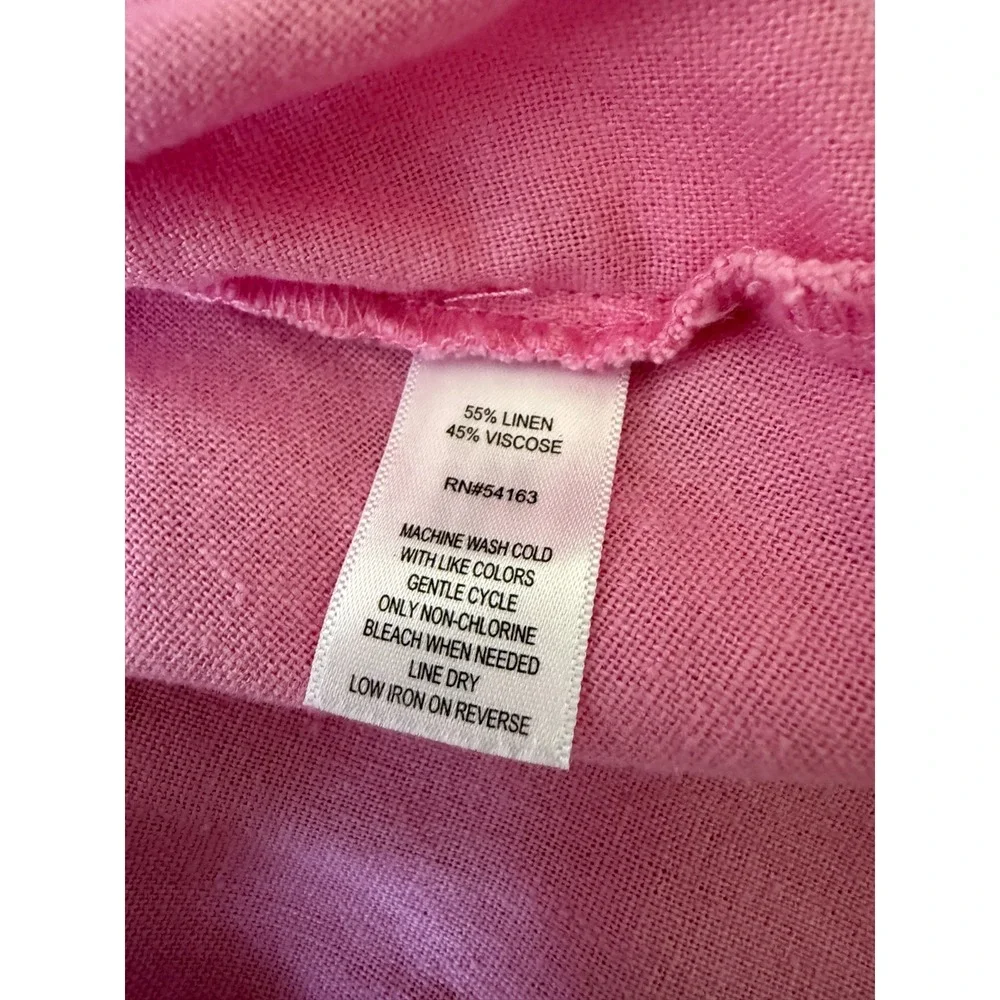 Marc New York Pink Womens S V-Neck Linen Blend Flutter Sleeve Preppy Chic Blouse